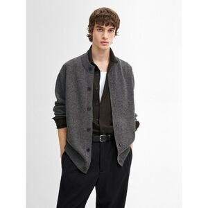 Massimo Dutti Mens Sweater L Large Cardigan Gray Knit Wool Cashmere 0903/398 NWT
